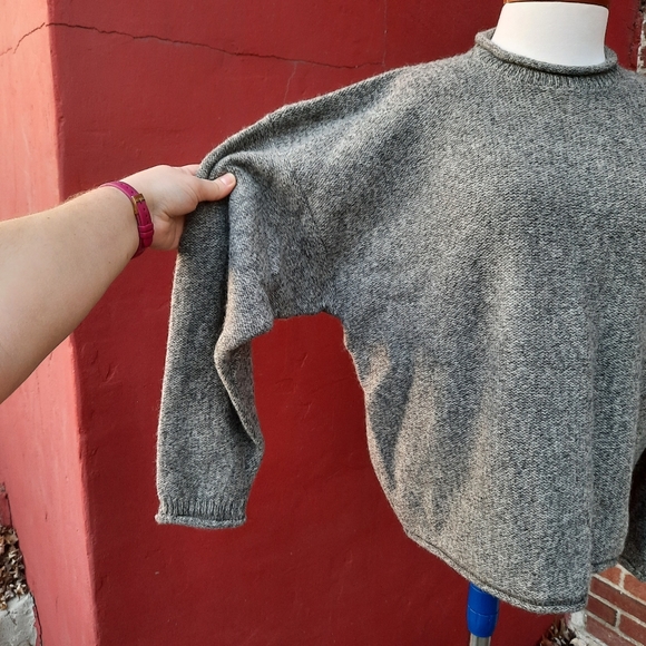 Woolrich Mock Neck Slouchy Drop Shoulder Wool Blend Sweater Gray XL - Picture 5 of 12